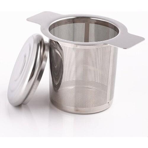304 Stainless Steel Tea Leakage with Lid Filter Mesh Double Ear Tea Leakage Coffee Leakage Tea Maker Filter Handle Mesh Leakage