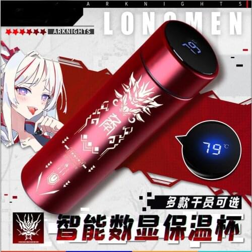 Game Arknights Nian Exusiai Mostima Skadi Theme Thermos Cup Stainless Steel Vacuum Bottle Temperature Display Cosplay Gift