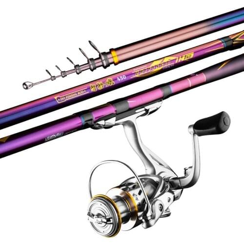 3.6M 4.5M 5.4M 6.3M Rock Fishing Rod Carbon Fiber Distant Throwing Pole Long Section Super Hard Telescopic Wedkarstwo Olta