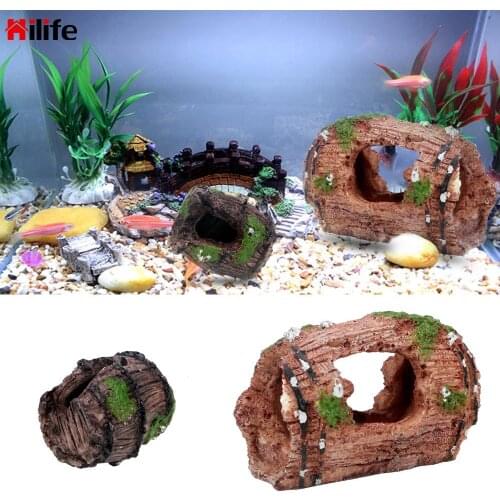 Fish Tank Decoration Aquarium Decor Ornaments Underwater Landscape Aquarium Fish Tank Artificial Barrel Ornament Resin