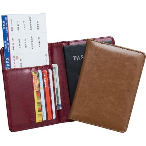 Unisex Soild Dark Red Soft Oil National Passport Cover Built In Rfid Blocking Protect Personal Information (Custom Available)