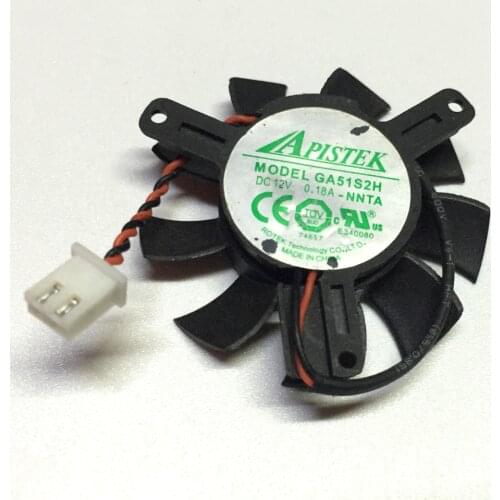For APISTEK GA51S2H -NNTA DC 12V 0.18A diameter 45mm 2-wire Graphics card Fan
