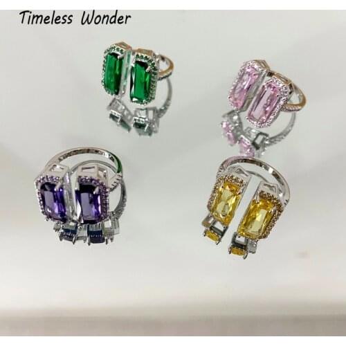 Timeless Wonder Amazing Crystal Geo Band Stackable Ring Women Jewelry Punk Cocktail Goth Boho Ins Designer Top Trendy Kpop 2611