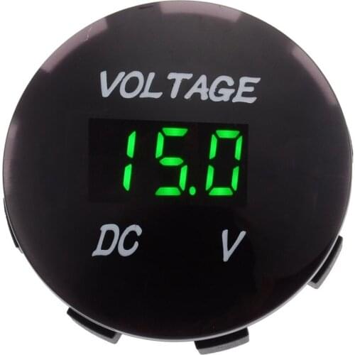 Waterproof Auto Boat Car Motorcycle DC 12V-24V LED Panel Mini Round Digital Volt Voltage Meter Tester Monitor Display Voltmeter