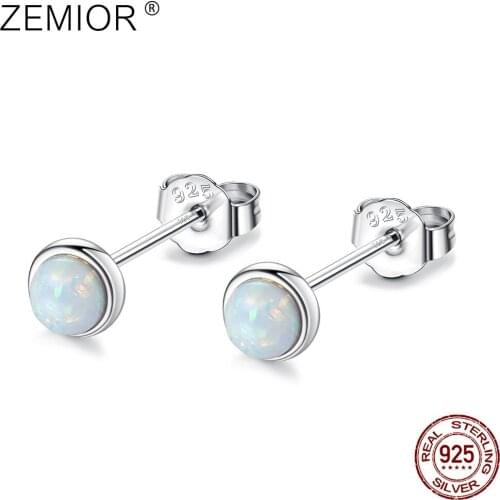 ZEMIOR 925 Sterling Silver Fire Opal Stud Earrings For Women Elegant Small 3 Color Earing Anniversary Fine Jewelry Gift On Sale