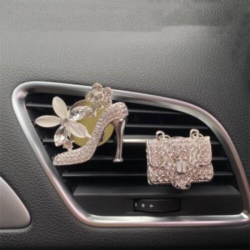 Air Outlet Fragrance Fresh Air Ladies Crystal Shoes Bag Car Accessories Perfume Diamond High Heels Car Aromatherapy Jewelry