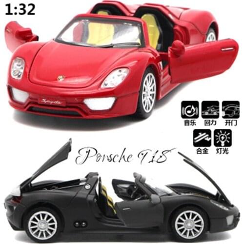 1:32 Porsche Roadster alloy car model light sound effect pull back sports car alloy childrens toys birthday gift