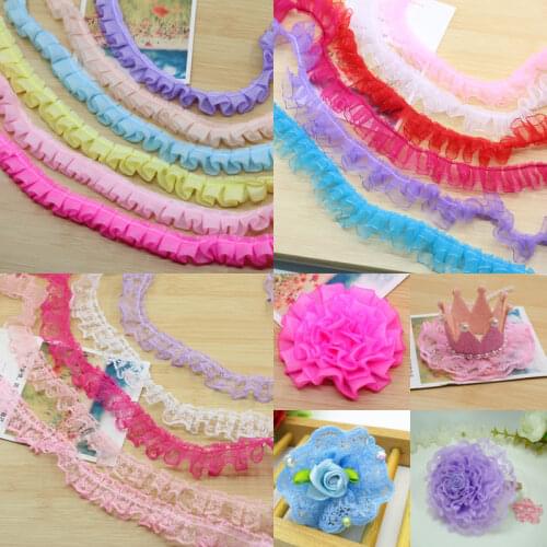 1meter Chiffon Organza Ribbon Ruffle Lace Pleated Chiffon Lace Trim Flower Collar Garment Skirt Diy Sewing&Headwear Accessories