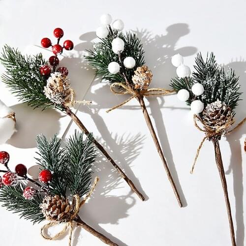 1PC Fake Snow Frost Pine Branch Plastic Christmas Decoration DIY Artificial Snow Pine Branch