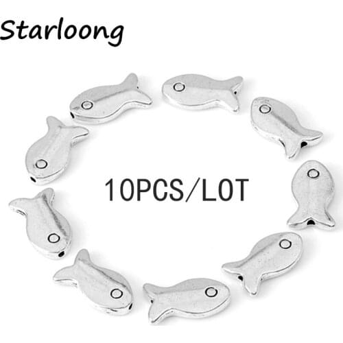 10pcs/lot fashion cute fish antique Alloy Charms Pendant spacer Jewelry Making DIY Charms Handmade for necklace bracelet