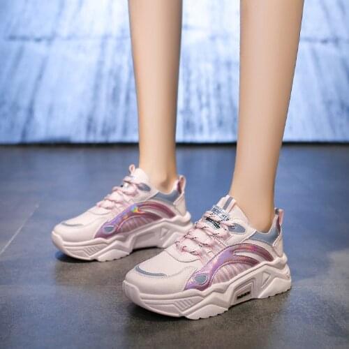 2021spring and autumn new low-top womens single shoes pu color matching thick-soled non-slip student casual shoes running shoes