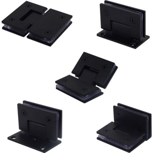 Stainless Steel Frameless Glass Black Door Hinge 90 Degrees of Bathroom Clamp Bathroom Folding Glass Clip Package Mail