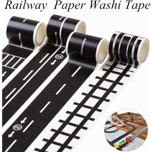 48mmx5m Childrens Educational Toy Speed Limit 50/100 Road Tape Self-Sticking Traffic Theme Sticker Railway Paper Masking Tape