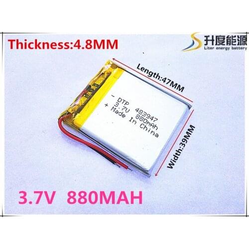 Free shipping Polymer battery 880 mah 3.7 V 483947 smart home MP3 speakers Li-ion battery for dvr,GPS,mp3,mp4,cell phone,speaker
