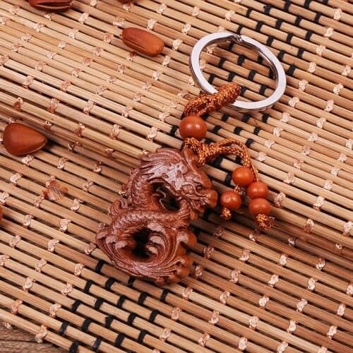 Free Shipping Carved jujube wood stereo key buckle GIFT PENDANT twelve zodiac dragon tiger for MAZDA 3 6 2 CX5 2018 CX-5 CX3 323