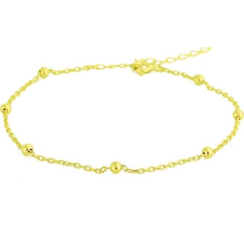 Shiny Gold Plated Womens 925 Sterling Silver Jewelry Anklet