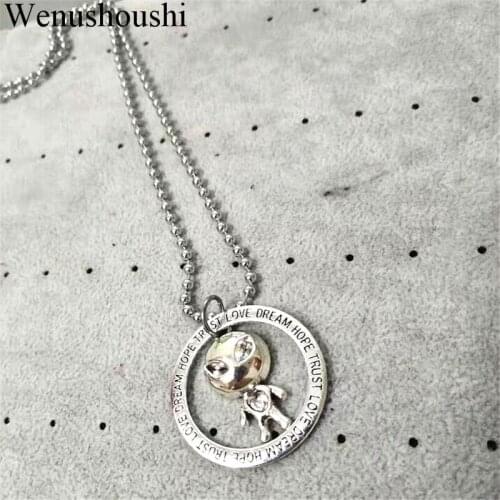 3mm ball stainless steel beads chain circle letter trust love dream hope bunny rabbit necklace vintage Chic alien UFO necklaces