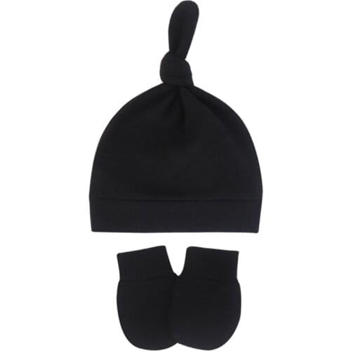 Baby Anti-scratching Gloves Knotted Hat Set Newborn Mittens Warm Beanie Cap Kit Infants Shower Gifts