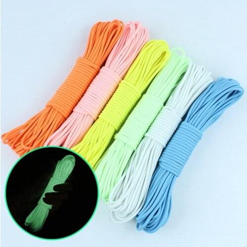2Km Fluorescent Tent Rope For Survival Parachute Cord Lanyard Camping Climbing Camping Rope Hiking Survival Equipment