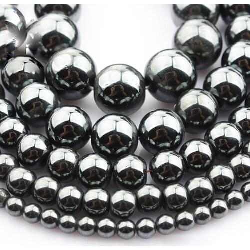 15"(38cm) Strand Round Natural Hematite Stone Rocks 4mm 6mm 8mm 10mm 12mm Beads for Jewelry Making DIY Bracelet Findings