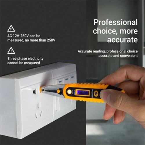 Contact Tester Pen 12-250V AC Voltage Detectors Tester Meter Volt Current Electric Test Pencil L4MB