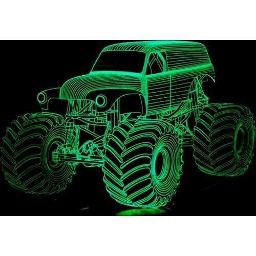 Creative 3d Colorful Nightlight Tractor 7 Colorful Touch Remote Vision Lamp Luminaria De Mesa Novelty 3d Table Lamp