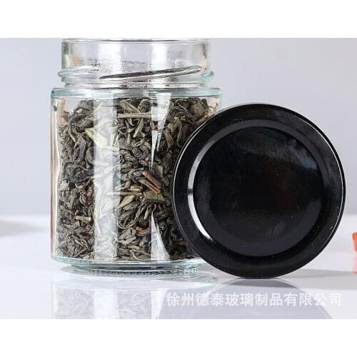 Round honey jar clear glass jar with high lid pickles jar jam jar chili sauce storage jar ready-to-eat birds nest jar