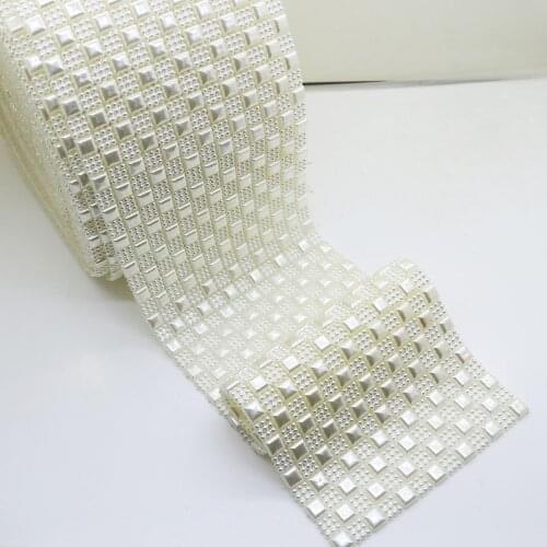 50cm Rows Imitation Pearl Mesh Ribbon Craft Ribbon Roll for Diy Gift Wrap Wedding Party Jewelry Dress Decoration