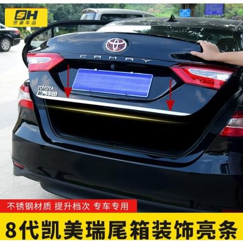 Tailgate Rear Door Bottom Cover Molding Trim Stainless Steel back door trim car Accessories for Toyota Camry 2018 2019