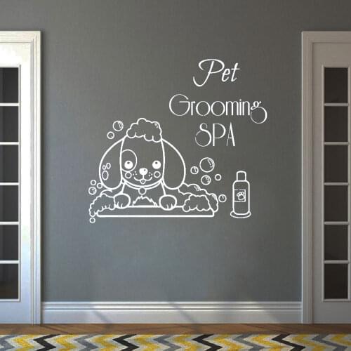 Makeyes Pet Grooming Wall Stickers Home Cute Wall Decor Art Pet Dogs Decoration Wall Decal Vinyl Removable Wallpaper DW6127