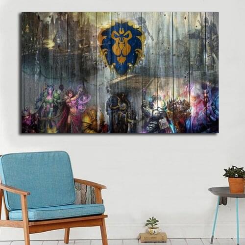 World of Warcrafts WOW Alliance Wall Art Canvas Poster And Print Canvas Painting Decorative Picture For Living Room Home Decor