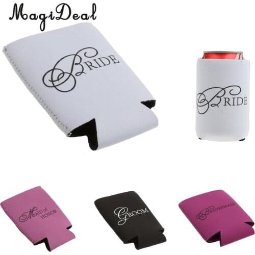 MagiDeal Bride Groom Bridesmaid Maid of Honor Sleeve Protection Insulation Neoprene Can Cooler Hens Night Party Decor