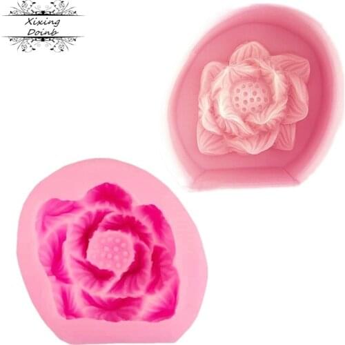 New 3D lotus shaped silicone mold cake decoration tool resin mold flower shaped chocolate candy mold