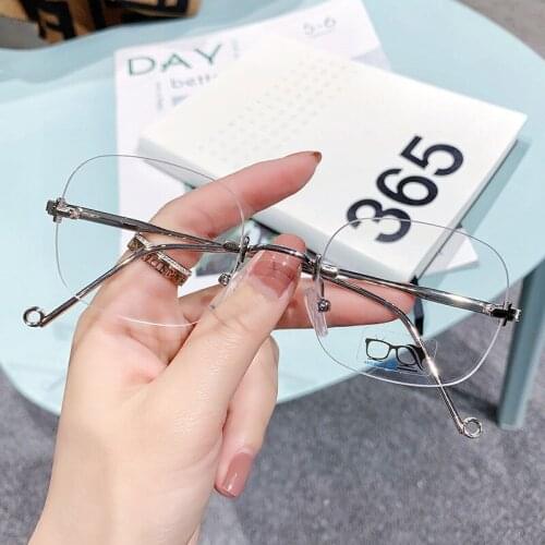 Newly Blue Light Blocking Glasses Anti Eye Strain Rimless Fashion Glasses For Reading Play Computer