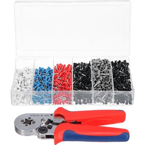 1500Pcs Crimper Cord Wire Connector Terminal Bootlace Ferrule Crimper Kit With Ratchet Crimping Tool End Terminal Block
