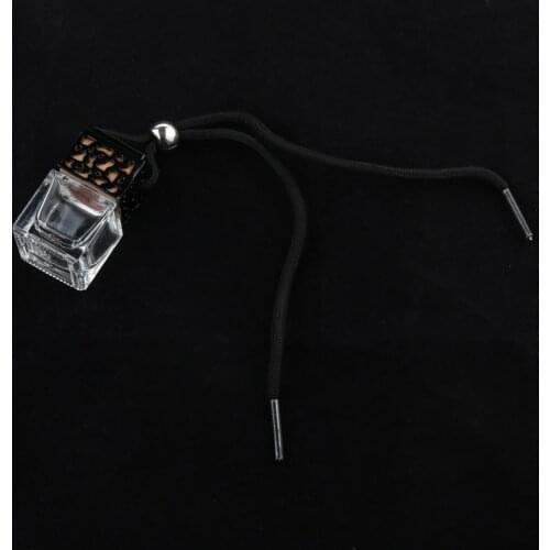 Charm Empty Glass Perfume Bottle Pendant for Car Hanging Decor Square