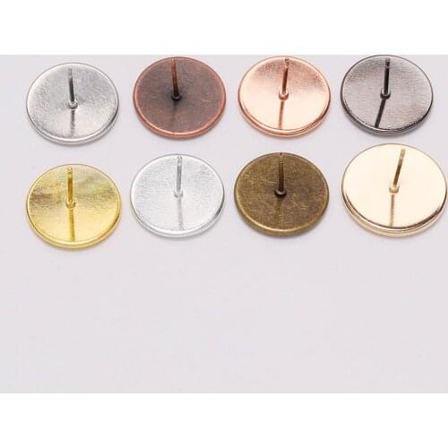 50/20PCS Cabochon Bezel Base Tray Stainless Steel DIY making stud earrings Ear Studs Blank Earring