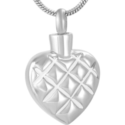 IJD9648 Small Square Heart Stainless Steel Memorial Urn Necklace Jewelry Ashes Holder Keepsake Cremation Pendant For Women Men