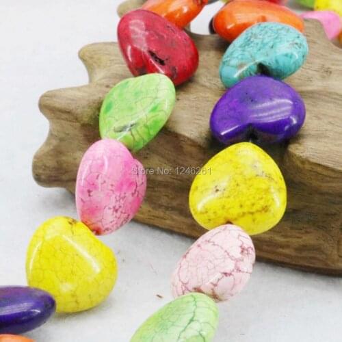 16mm Accessories Colorful Turkey Stone DIY Beads Loose Heart Stone For Necklace Bracelet Women Jewelry Making Design Girls Gifts