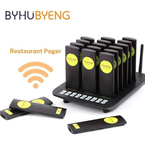 BYHUBYENG Restaurant Coffee Shop Wireless Pager System Long Range Connection Queue Calling Table Buzzer Restaurante Vibrator