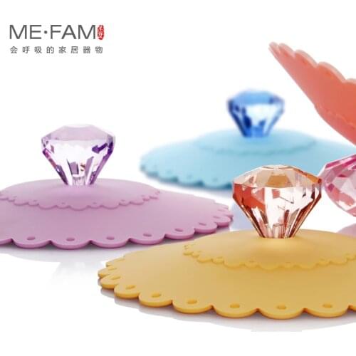 Universal Silicone Mug Cover Luxury Colorful Diamond Lace Flower Coffee Cup Lid 10.5 cm Suction Seal Anti-dust Tea Copa Taza Cap