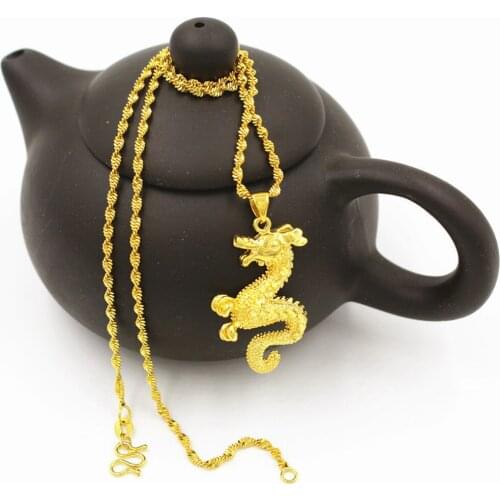 VAMOOSY Dubai 24K Gold Hippocampus Fashion Pendant Necklaces For Women Vintage Do not fade Long Necklace 2020 wedding Jewelry