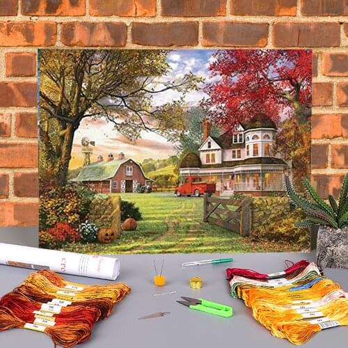 Flower Sakura Printed Water-Soluble Canvas 11CT Cross-Stitch Embroidery Full Kit DMC Threads Needlework Different