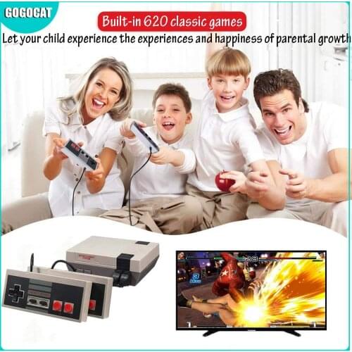 Built-in 620 Classic Games for NES Dual Gamepad Gaming Player Mini TV Handheld Family Recreation Retro Video Game Console AV-out