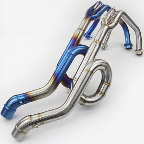 Motorcycle Exhaust System Header Front Loop Pipe Blue For YAMAHA R3 YZF-R3 R25 2014-2018 MT03 2016-2018 SLIP-ON without Muffler
