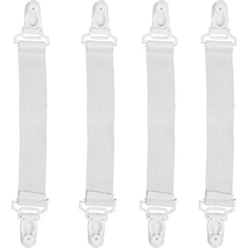 4 Pcs Home White Elastic Mattress Bed Sheet Grippers Clips