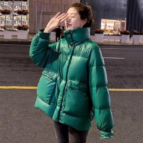 2020 Winter Autumn Womens Lady Green Yellow Red Black 90% White Duck Feather Down Coat , Stand Collar Loose Coat for Women