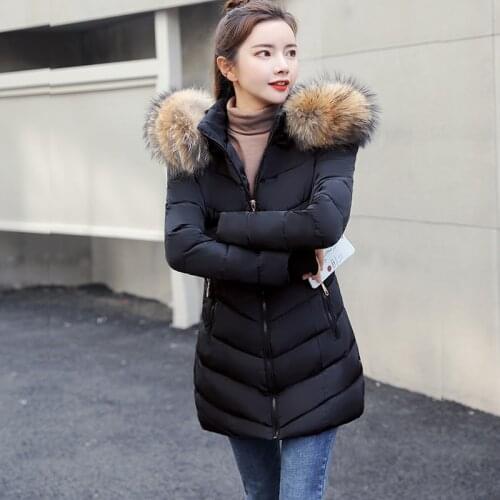 Winter Coat Women 2021 Hooded Fur Collar Casual Warm Long Parka Mujer Loose Plus Size Down Cotton Jacket Female Tops