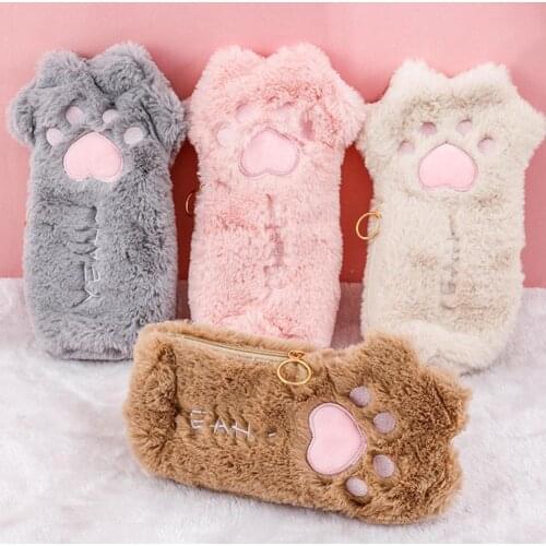 1 Pieces Kawaii Cute Cartoon Cat Paw Pen Pencil Bag School Office Supplies Stationery Receive Tools Makeup Pouch Cosmetics Case