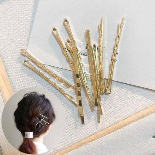 10 pcs/set of Golden Hair Clip Ladies Girls Wave Hairpin Styling Accessories Salon Invisible Retro Practical Hair Clip